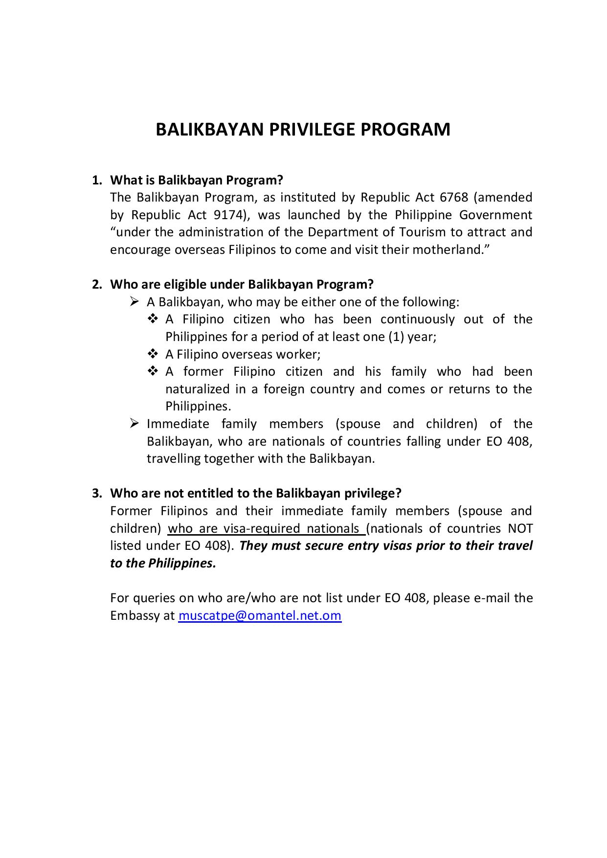 Balikbayan Privilege Revised