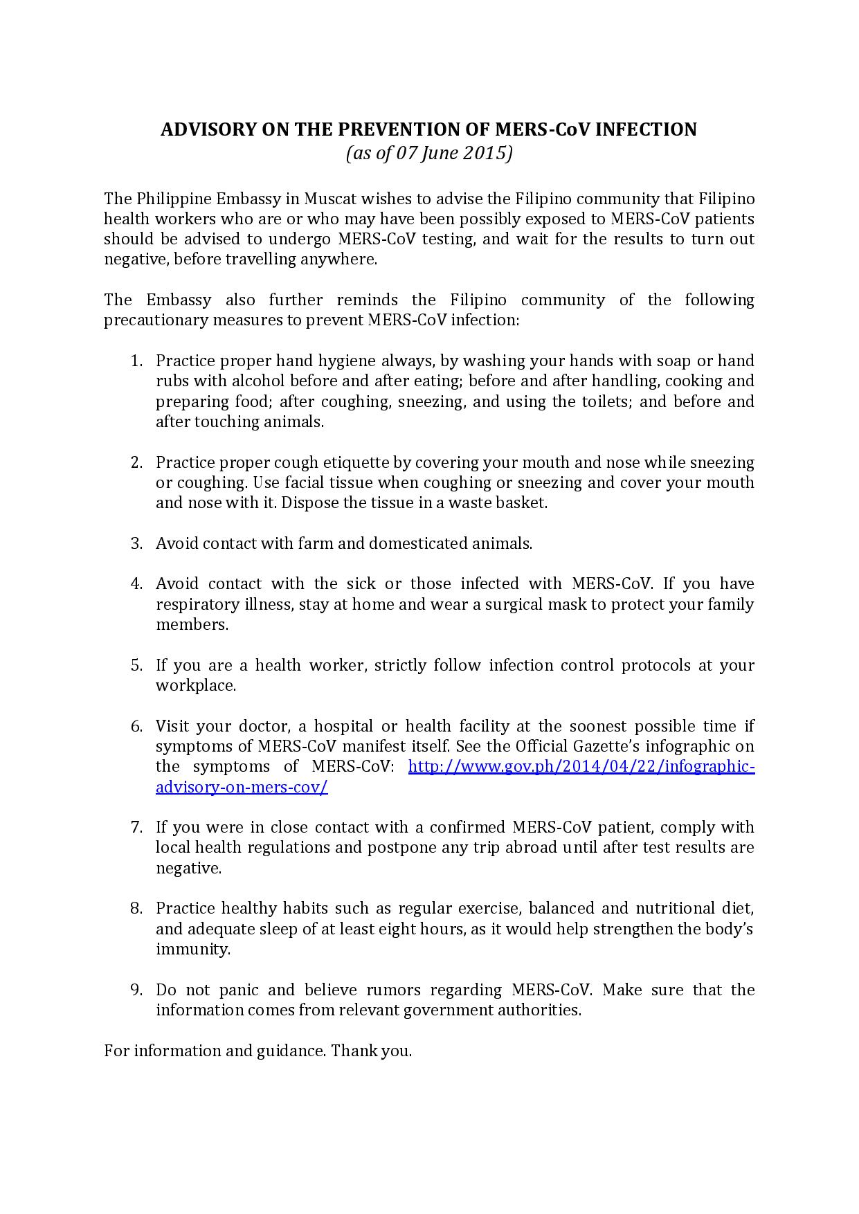 MERS-CoV Update as of 07 June 2015