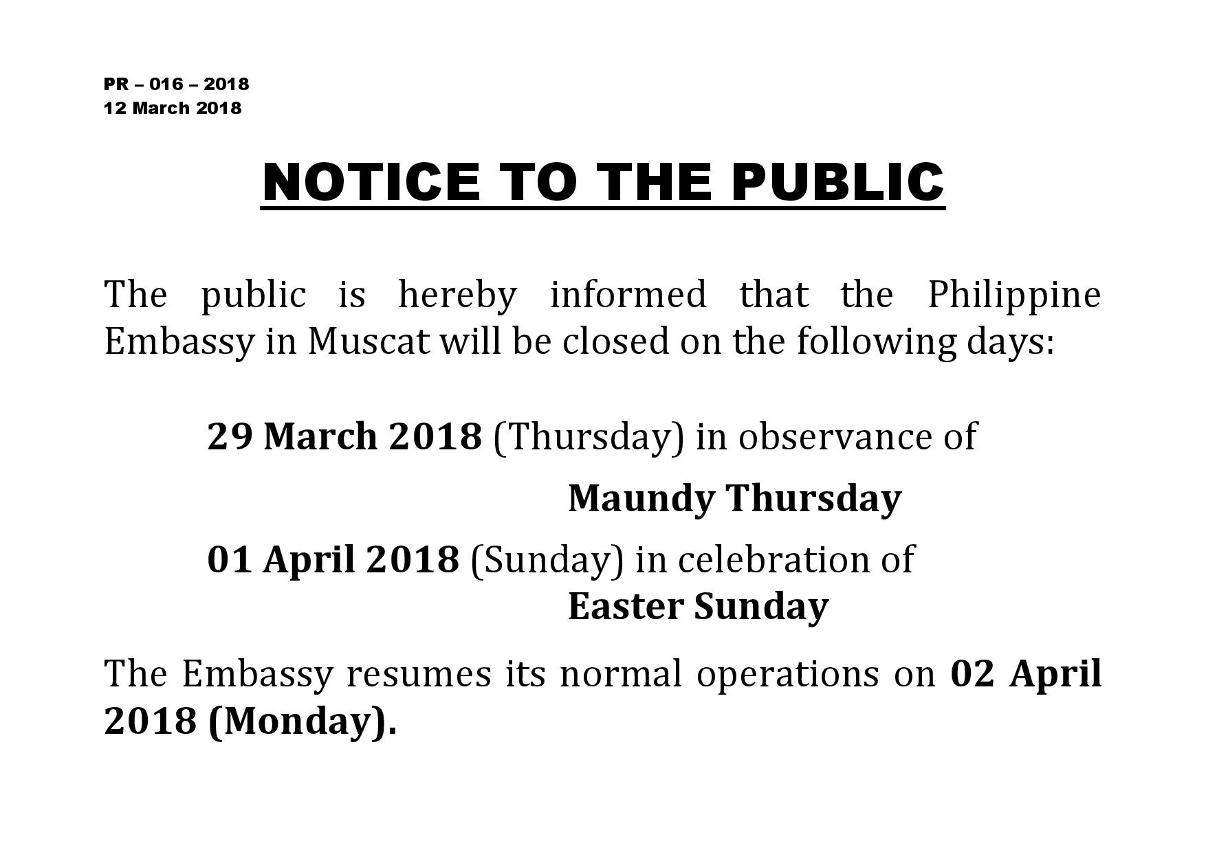 PR 016 2018 Holy Week