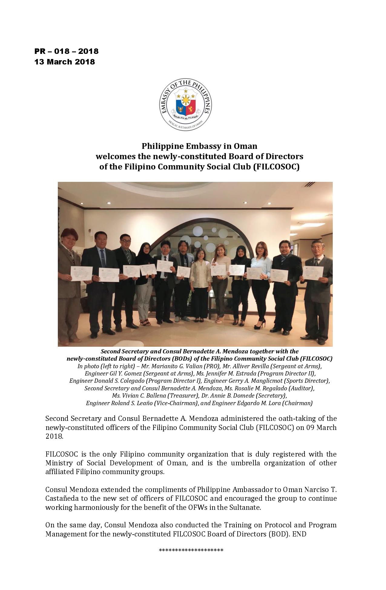 PR 018 2018 FILCOSOC 2