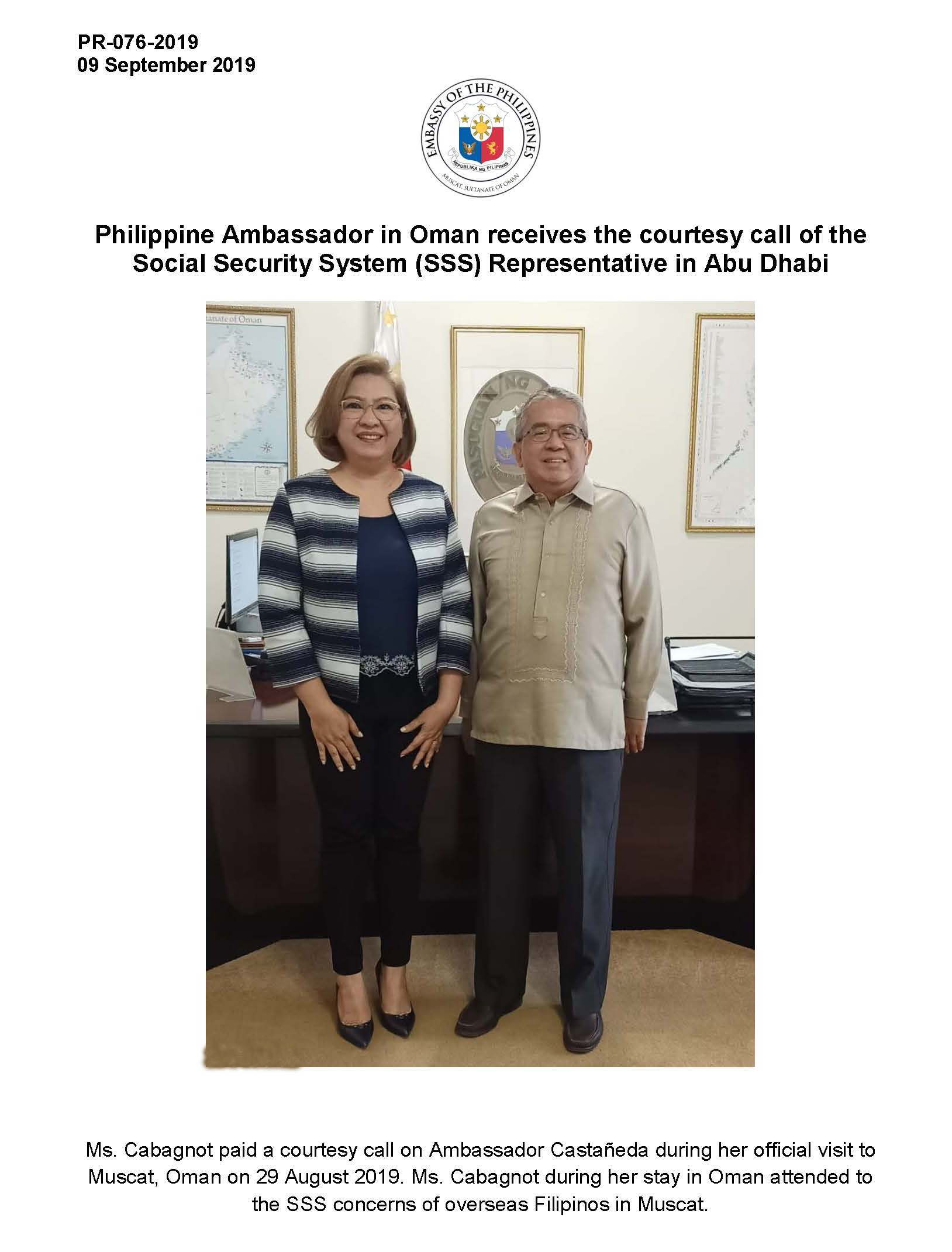 PR 076 2019 Courtesy Call of SSS Representative in Abu Dhabi edited